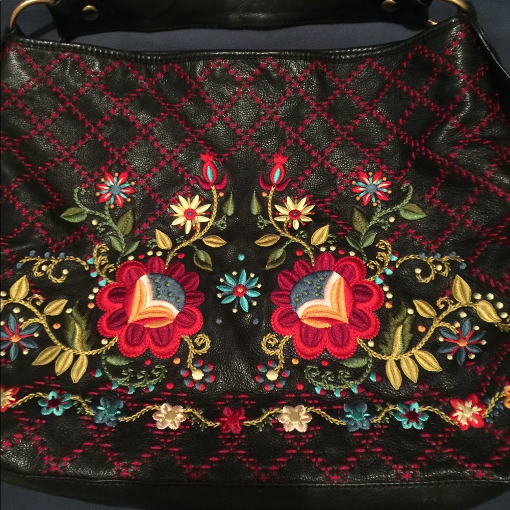 Isabella Fiore huge embroidered leather hobo bag